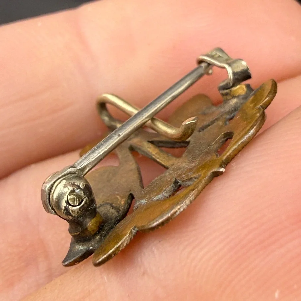 Vintage Gold Filled Watch Fob Brooch Signed MF&W‎